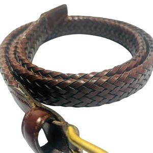 Full Grain Cowhide Brown Leather Belt Men's Sz 42 Basket Weave